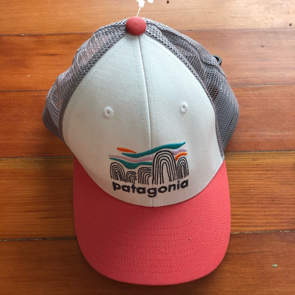 New Patagonia Trucker Cap - Pink with Mountains